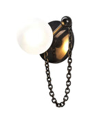 A larger crop repeats the Clérachic sconce's dark stone disc paired with a black chain and finial.