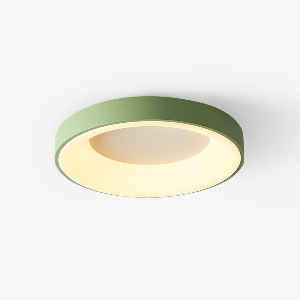 Slim ceiling light with acrylic diffuser glowing softly