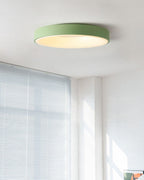 Slim flush mount ceiling light glowing evenly with no glare