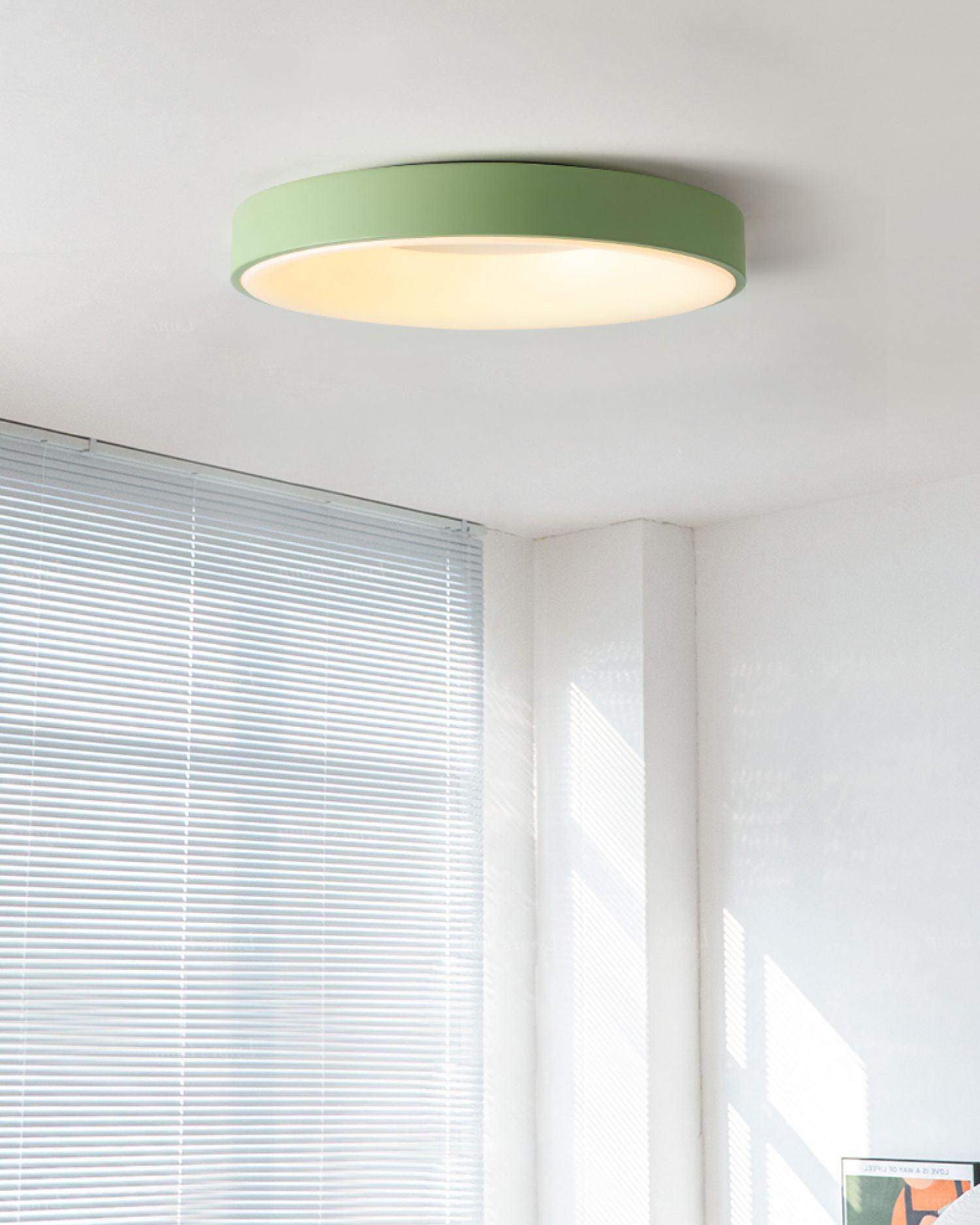 Slim flush mount ceiling light glowing evenly with no glare
