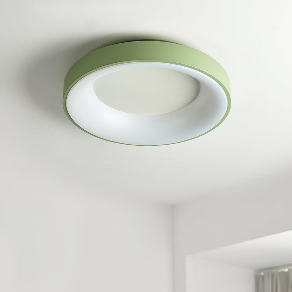 Green flush mount ceiling light with smooth acrylic diffuser