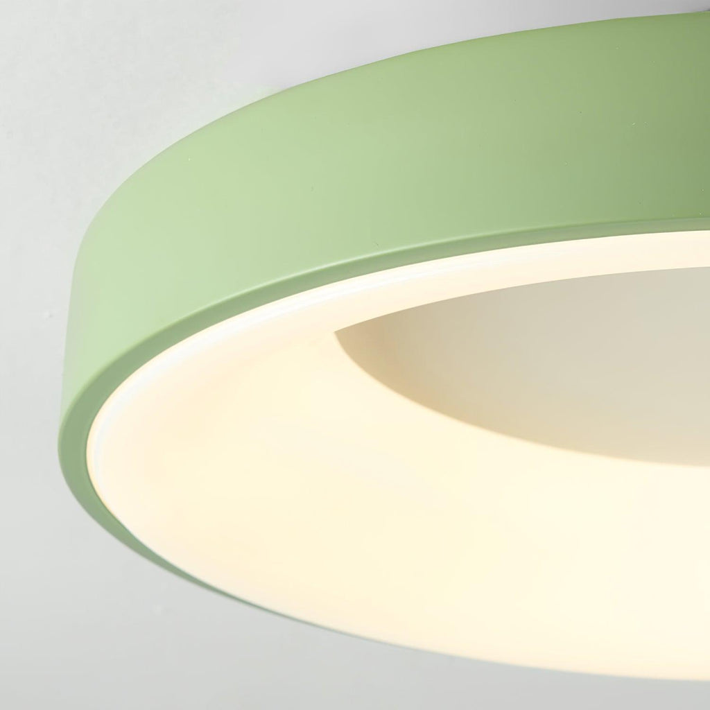 Green flush mount ceiling light with even glare-free light