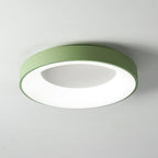 Green round ceiling light lit softly as a botanical accent