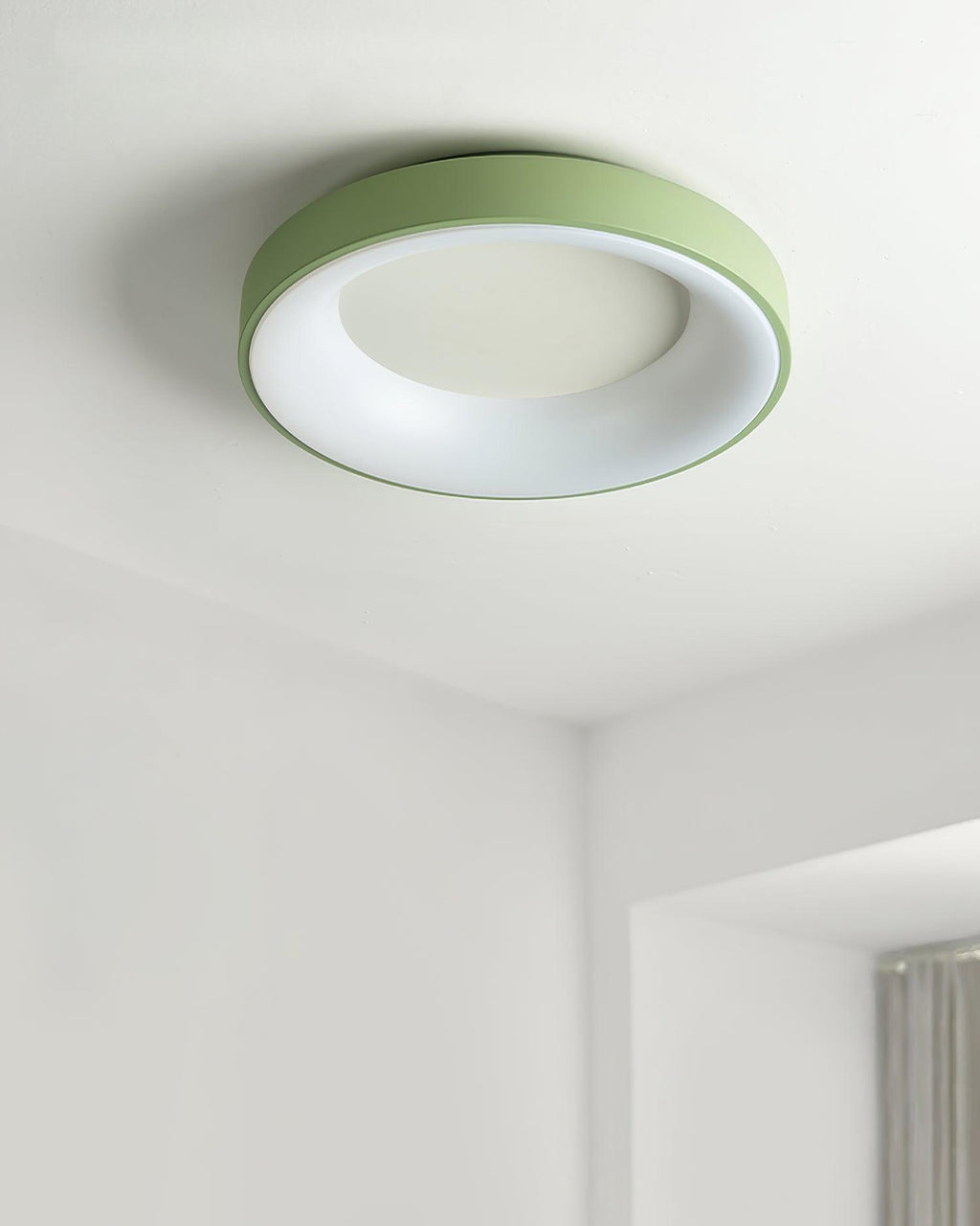 Round flush mount ceiling light with white acrylic diffuser