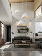 Selene Halia pendant light white dome shade against a pale ceiling