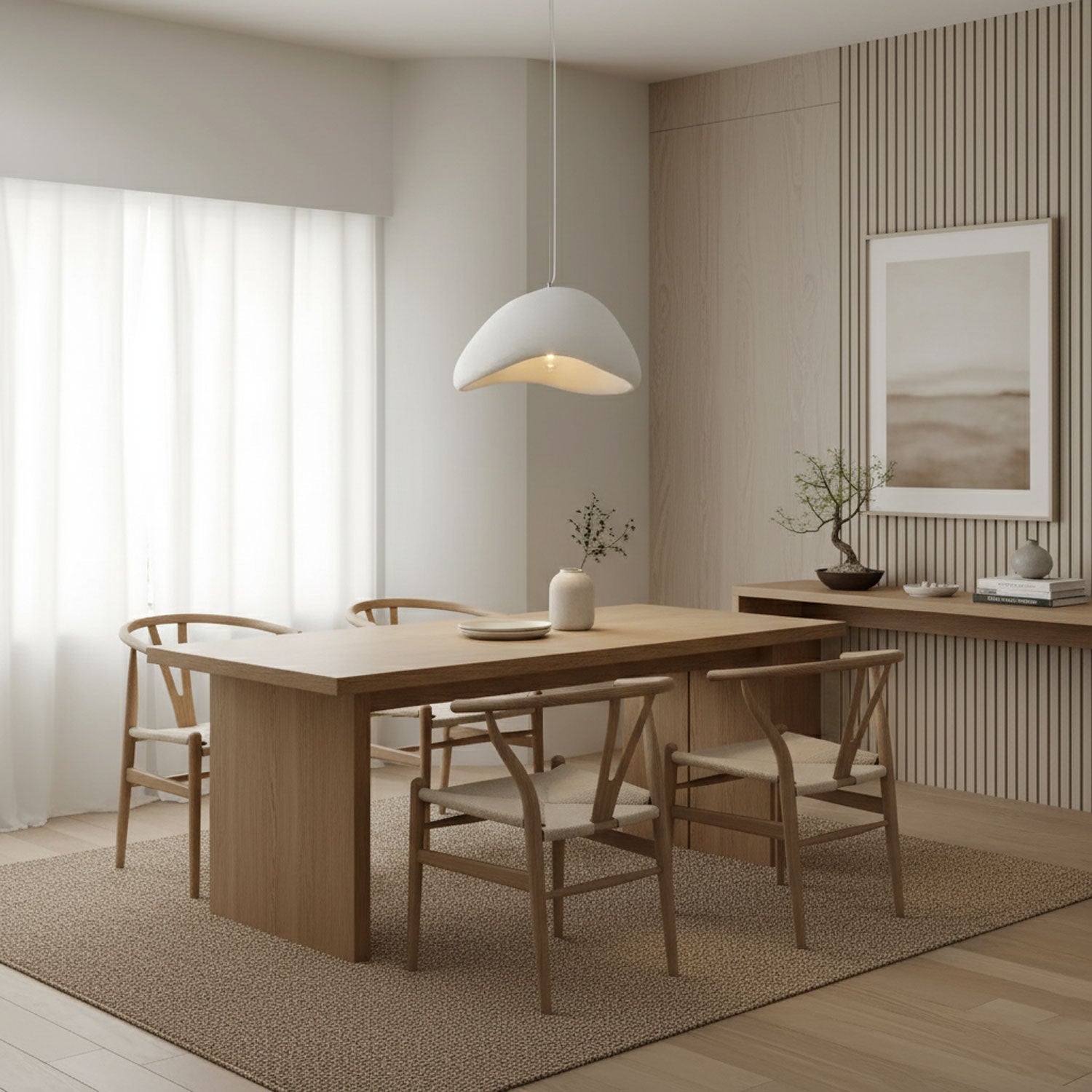 Selene Halia pendant light white dome detail with smooth surface