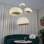 Wabi-sabi organic chandelier shown as a single hanging pendant