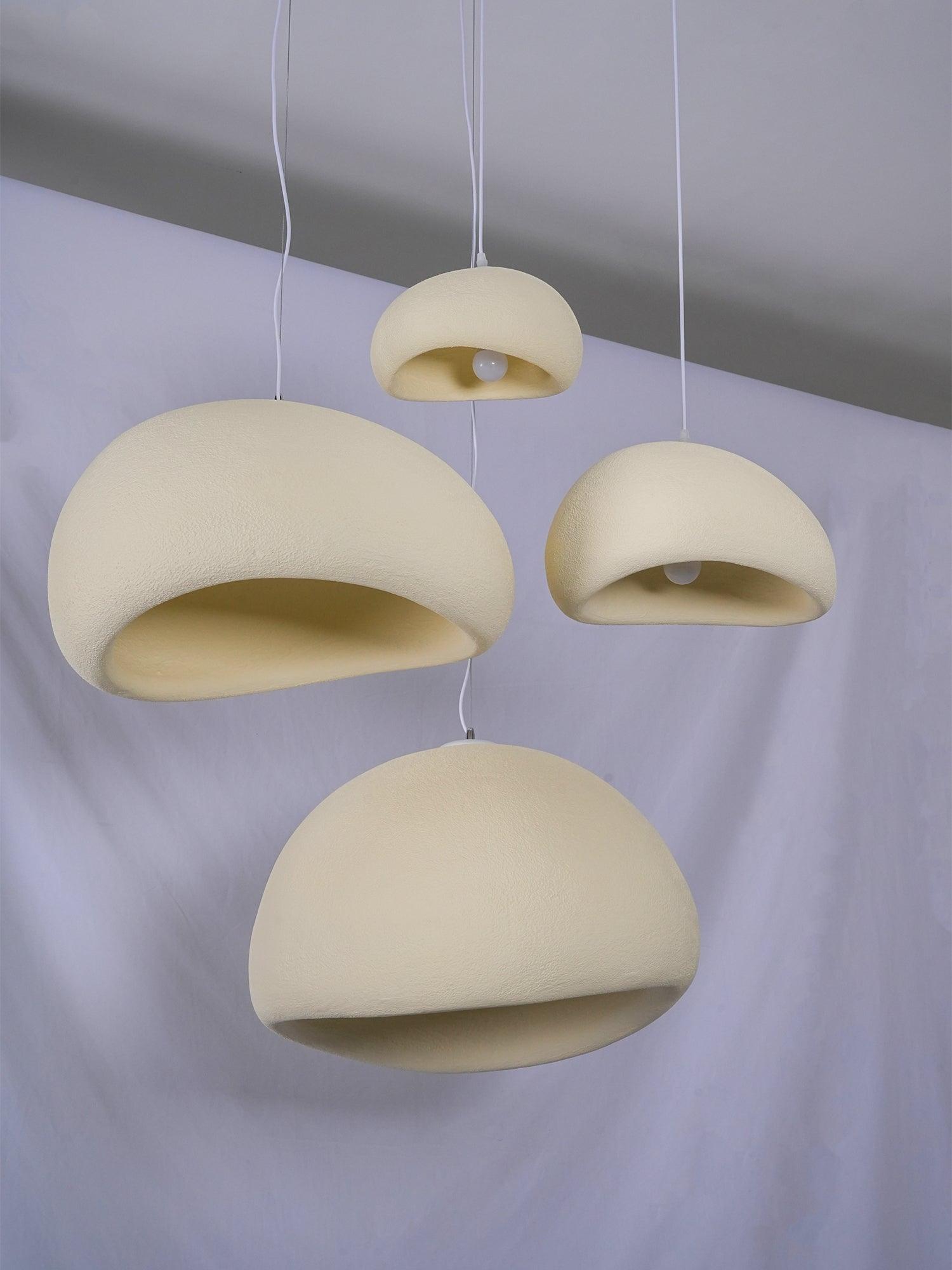 Wabi-sabi organic chandelier detail of an organic shade rim