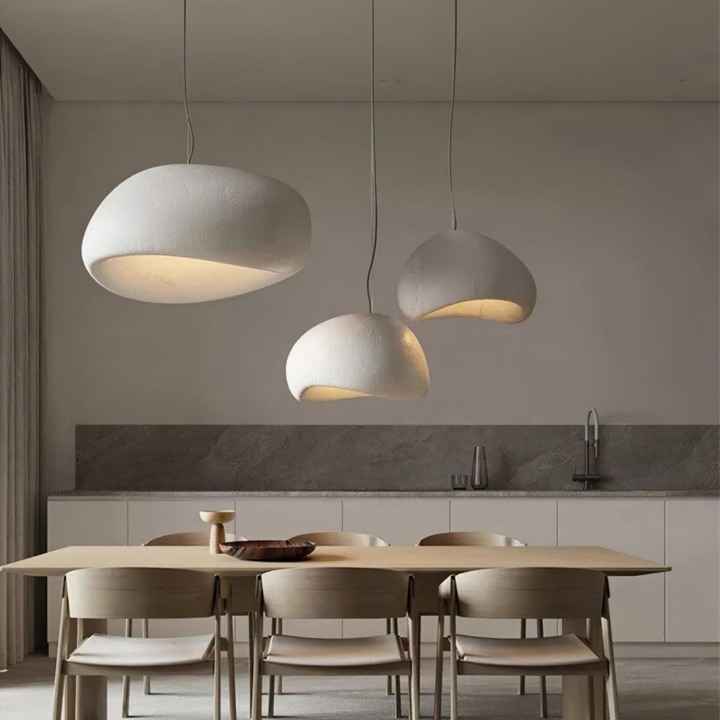 Pendant Light Selene Halia, Moon-Inspired Dome Shade, E26, Grey or White