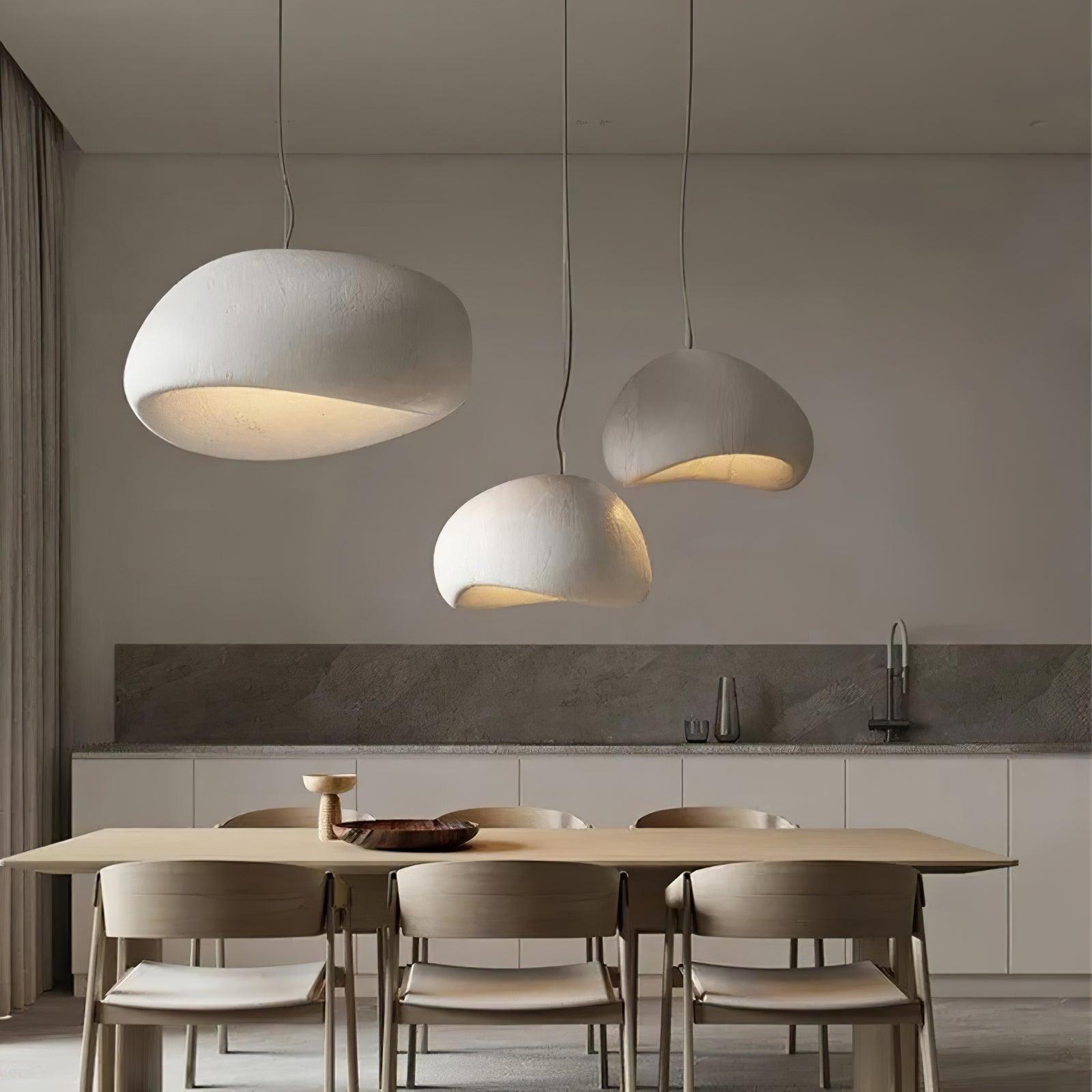 Pendant Light Selene Halia, Moon-Inspired Dome Shade, E26, Grey or White