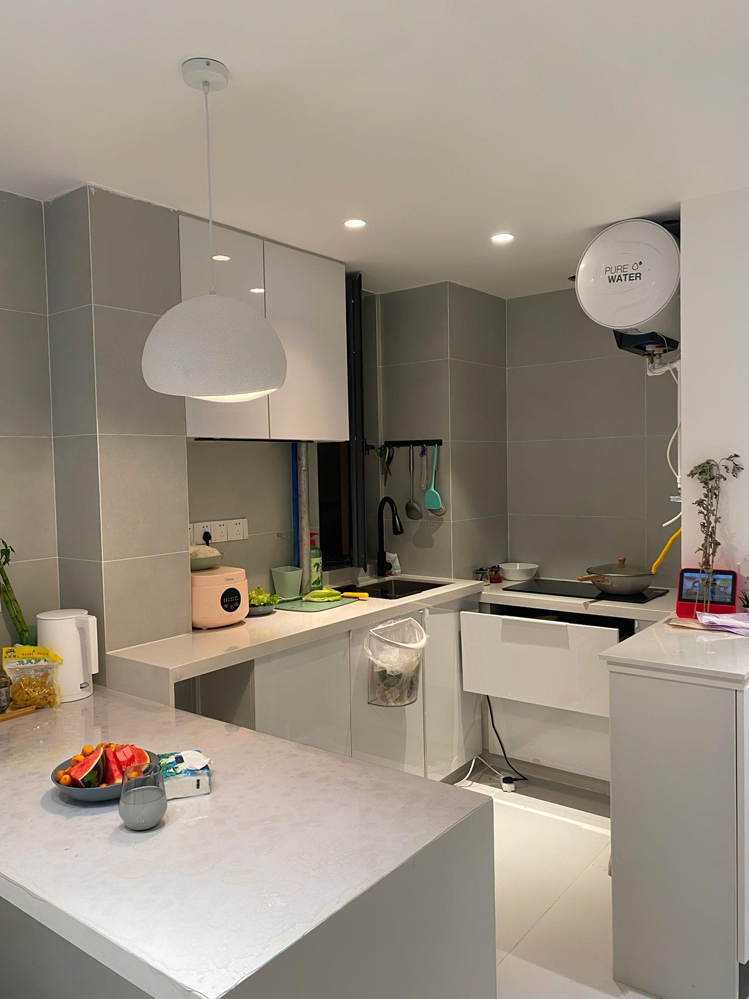 Selene Halia pendant light soft dome silhouette viewed from below