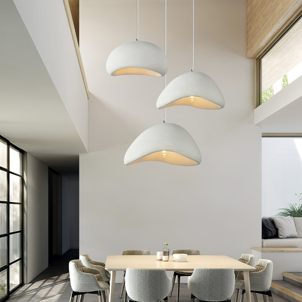 Pendant Light Selene Halia, Moon-Inspired Dome Shade, E26, Grey or White