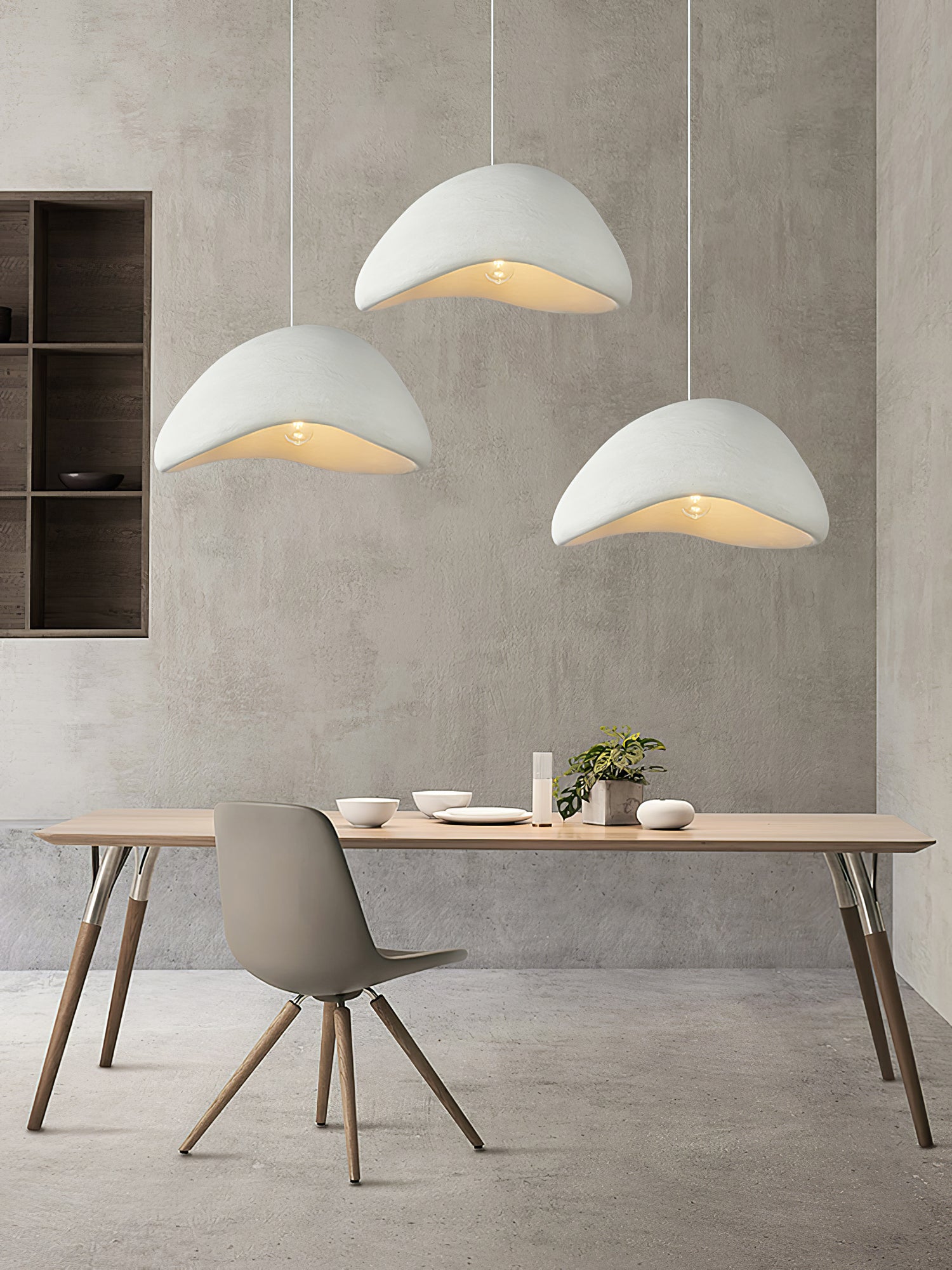 Pendant Light Selene Halia, Moon-Inspired Dome Shade, E26, Grey or White