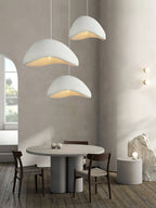 Pendant Light Selene Halia, Moon-Inspired Dome Shade, E26, Grey or White