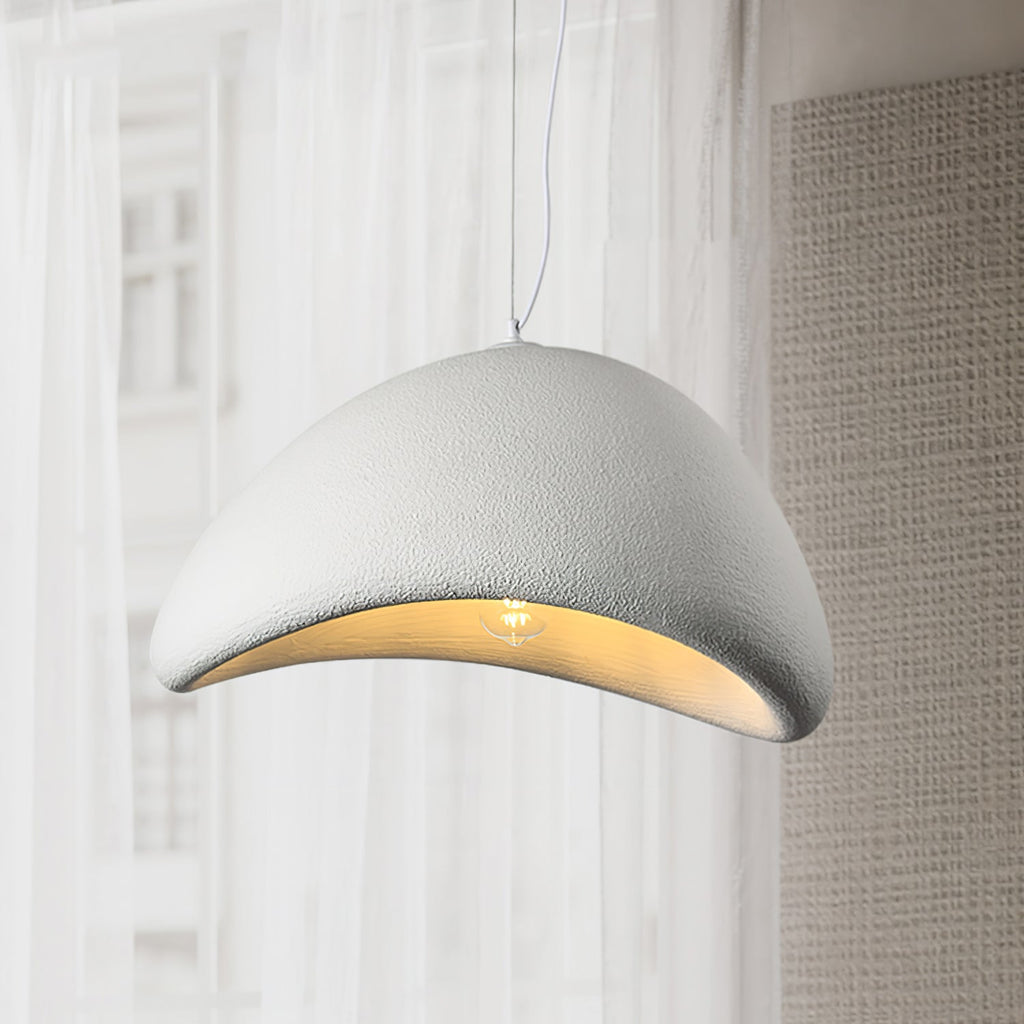 Pendant Light Selene Halia, Moon-Inspired Dome Shade, E26, Grey or White