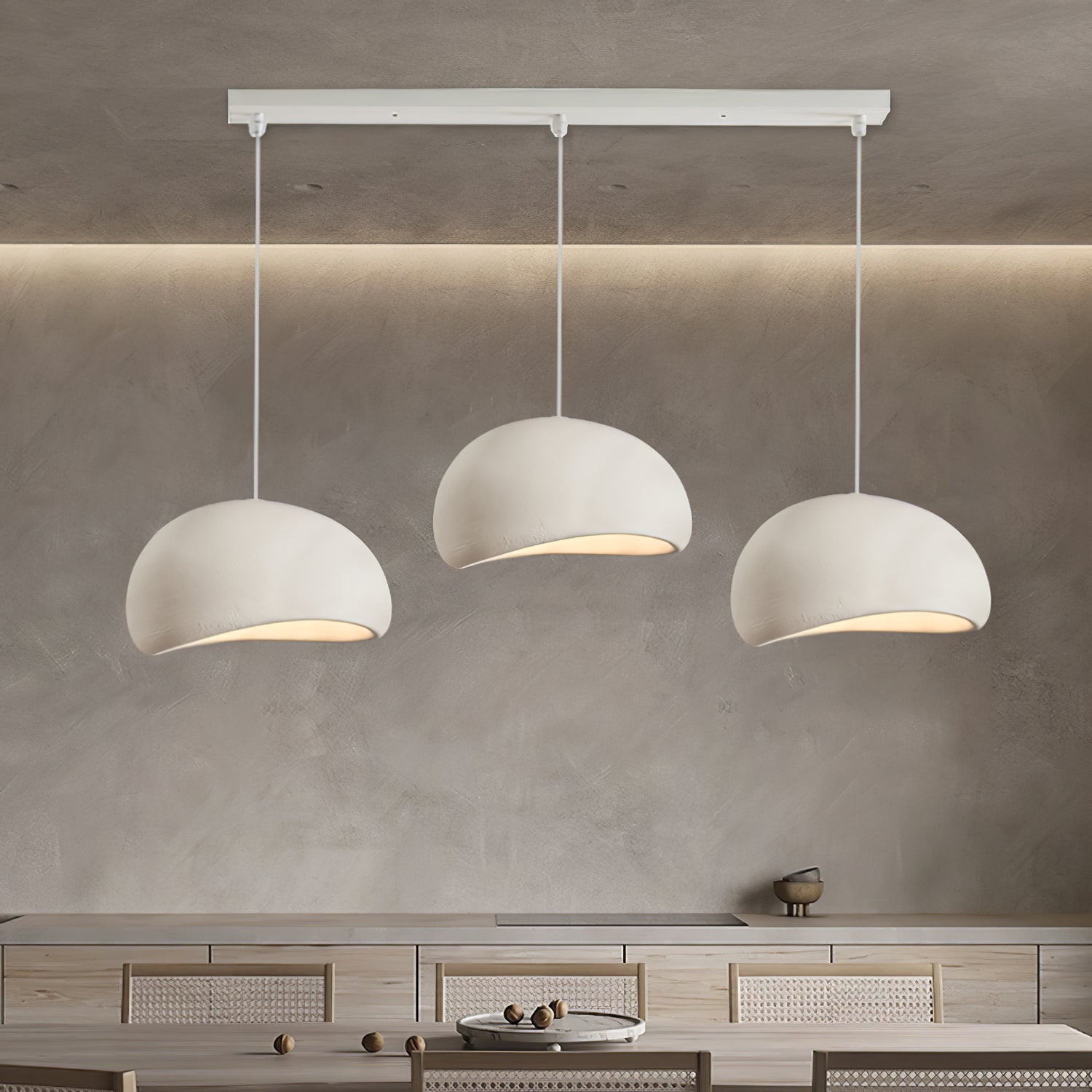 Wabi-sabi organic chandelier with tall cascading configuration