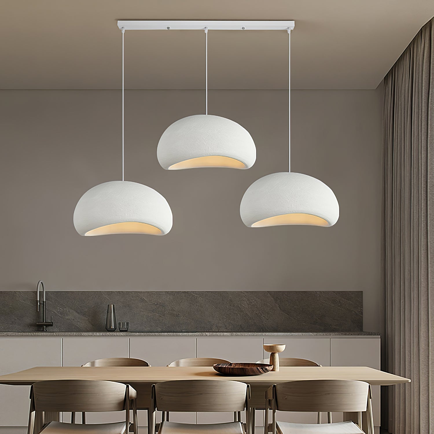 Wabi-sabi organic chandelier combination over a large room