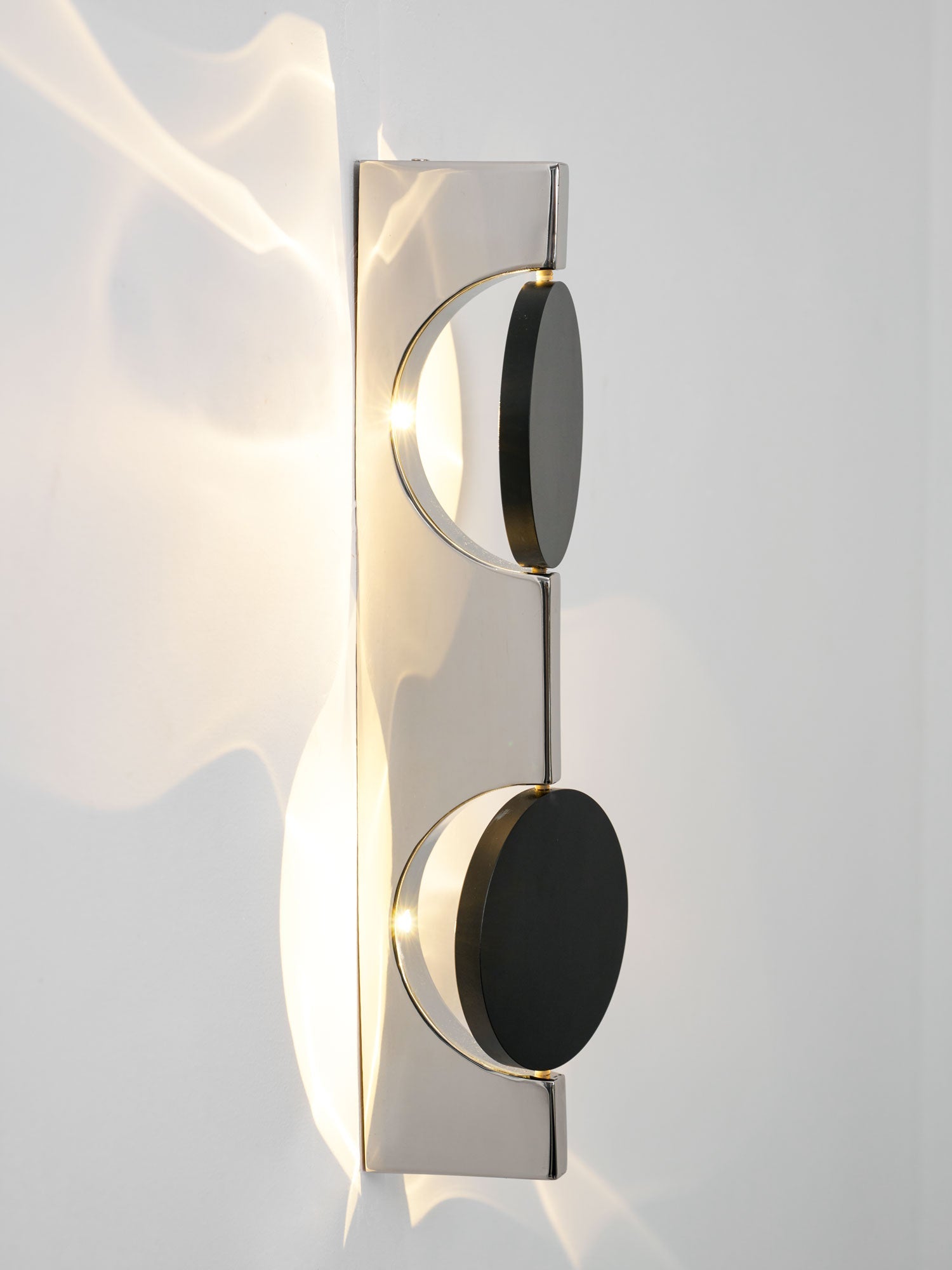 Wall Lamp, Kinetic Shadow Chrome Sculpture, Integrated LED, Dimmable