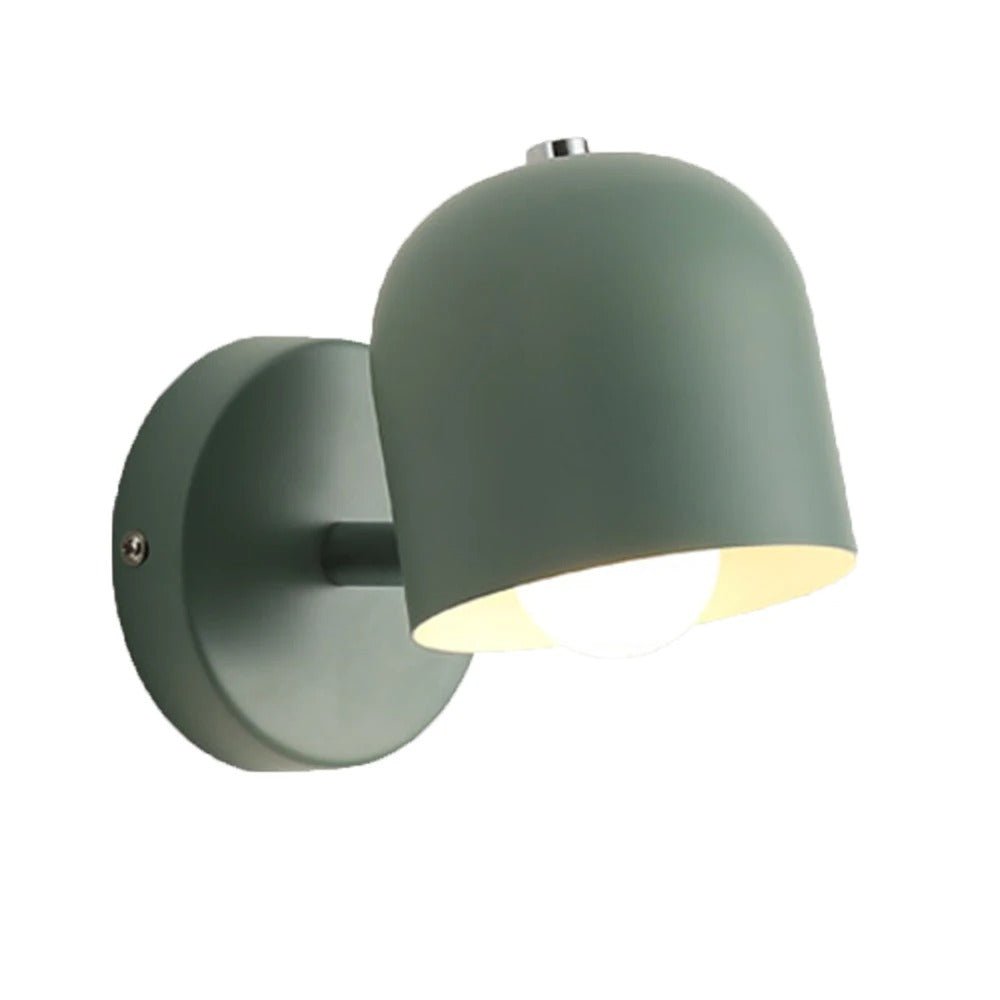 Vegglampe i makronstil med kuppel-skjerm, LED metallarmatur, glassdiffuser