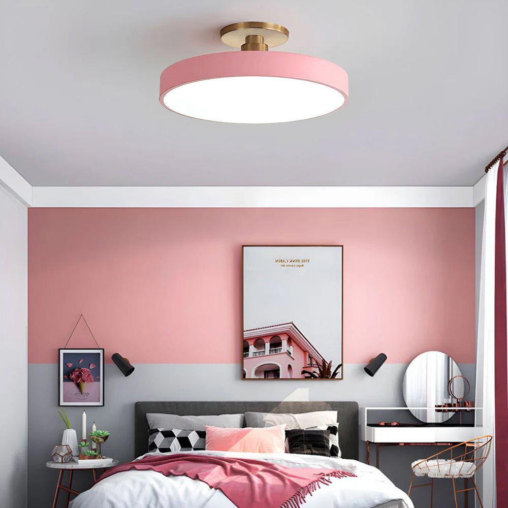 Round Ceiling Light Fixture, 12-Inch Semi-Flush Mount, Modern LED With Acrylic Shade