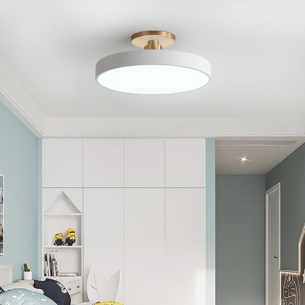 Round Ceiling Light Fixture, 12-Inch Semi-Flush Mount, Modern LED With Acrylic Shade