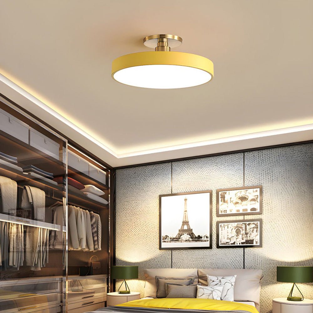 Round Ceiling Light Fixture, 12-Inch Semi-Flush Mount, Modern LED With Acrylic Shade