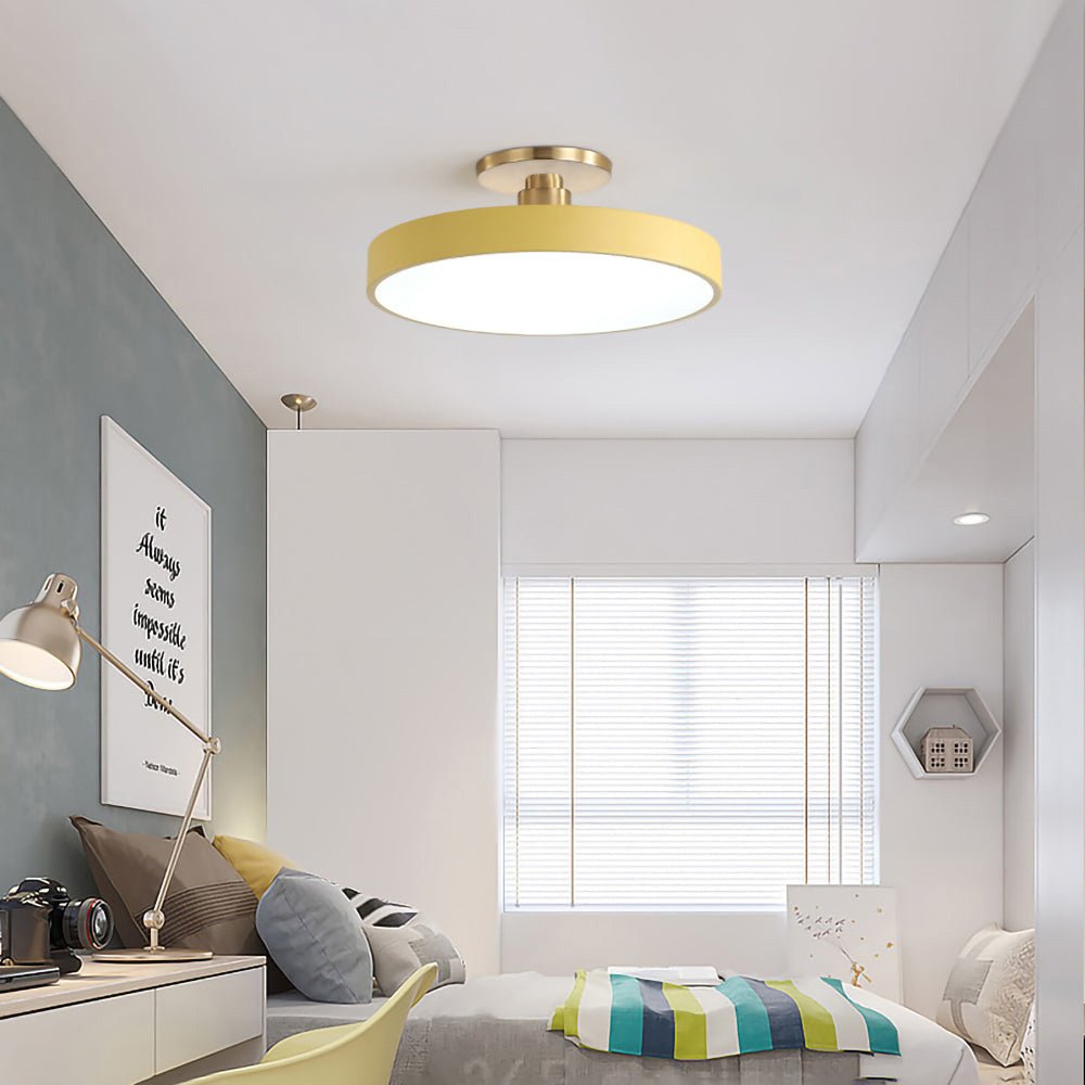 Round Ceiling Light Fixture, 12-Inch Semi-Flush Mount, Modern LED With Acrylic Shade
