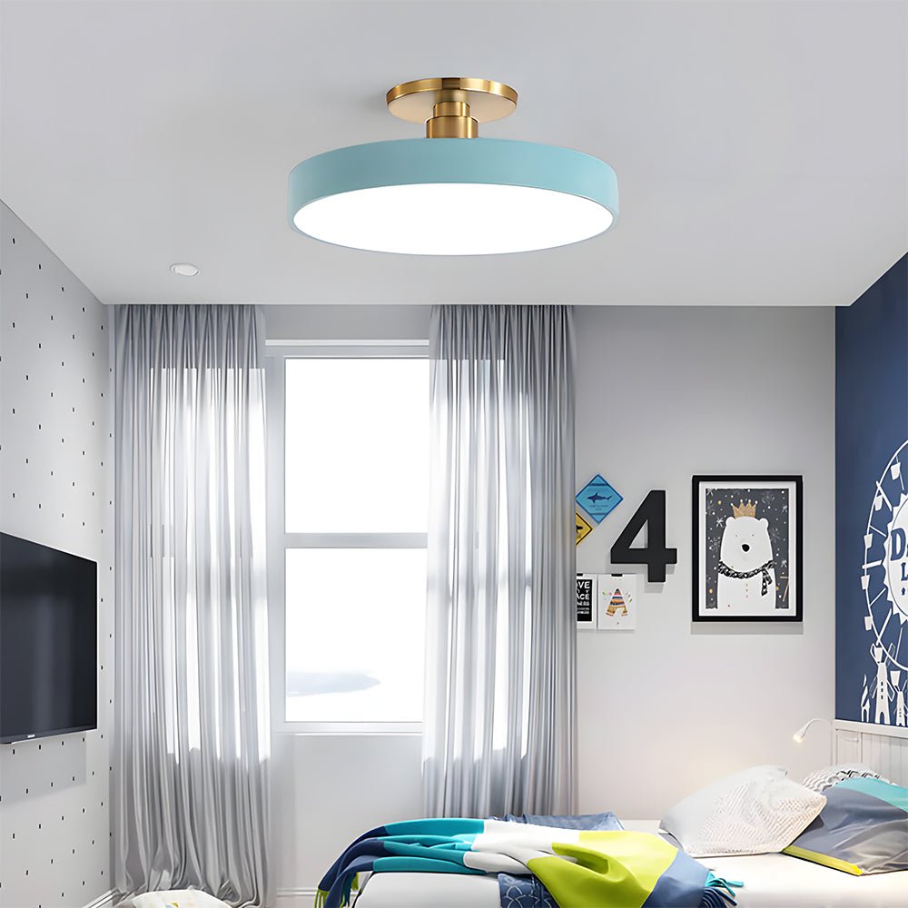 Round Ceiling Light Fixture, 12-Inch Semi-Flush Mount, Modern LED With Acrylic Shade