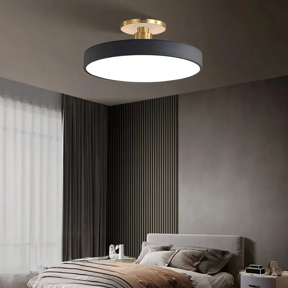 Round Ceiling Light Fixture, 12-Inch Semi-Flush Mount, Modern LED With Acrylic Shade