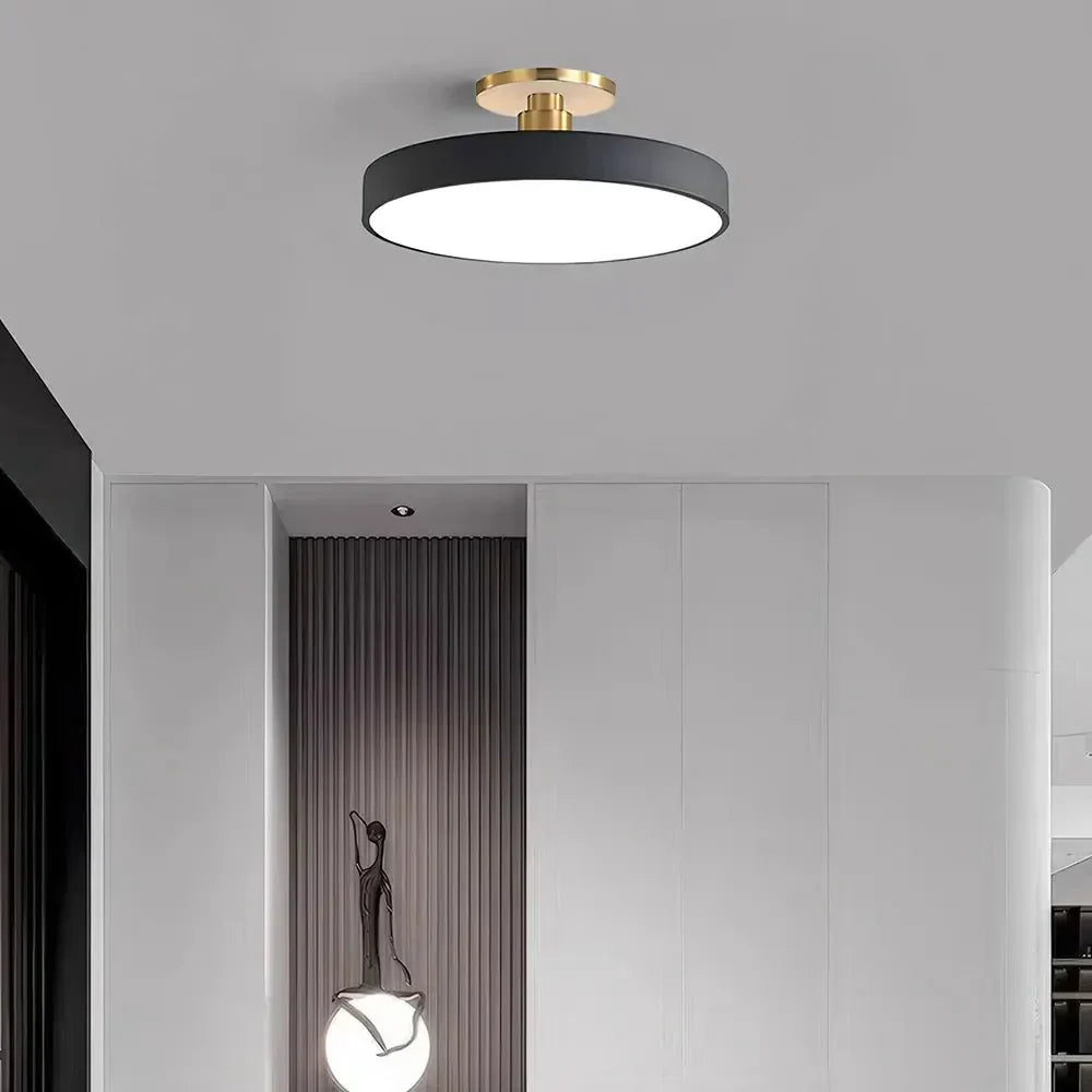 Round Ceiling Light Fixture, 12-Inch Semi-Flush Mount, Modern LED With Acrylic Shade
