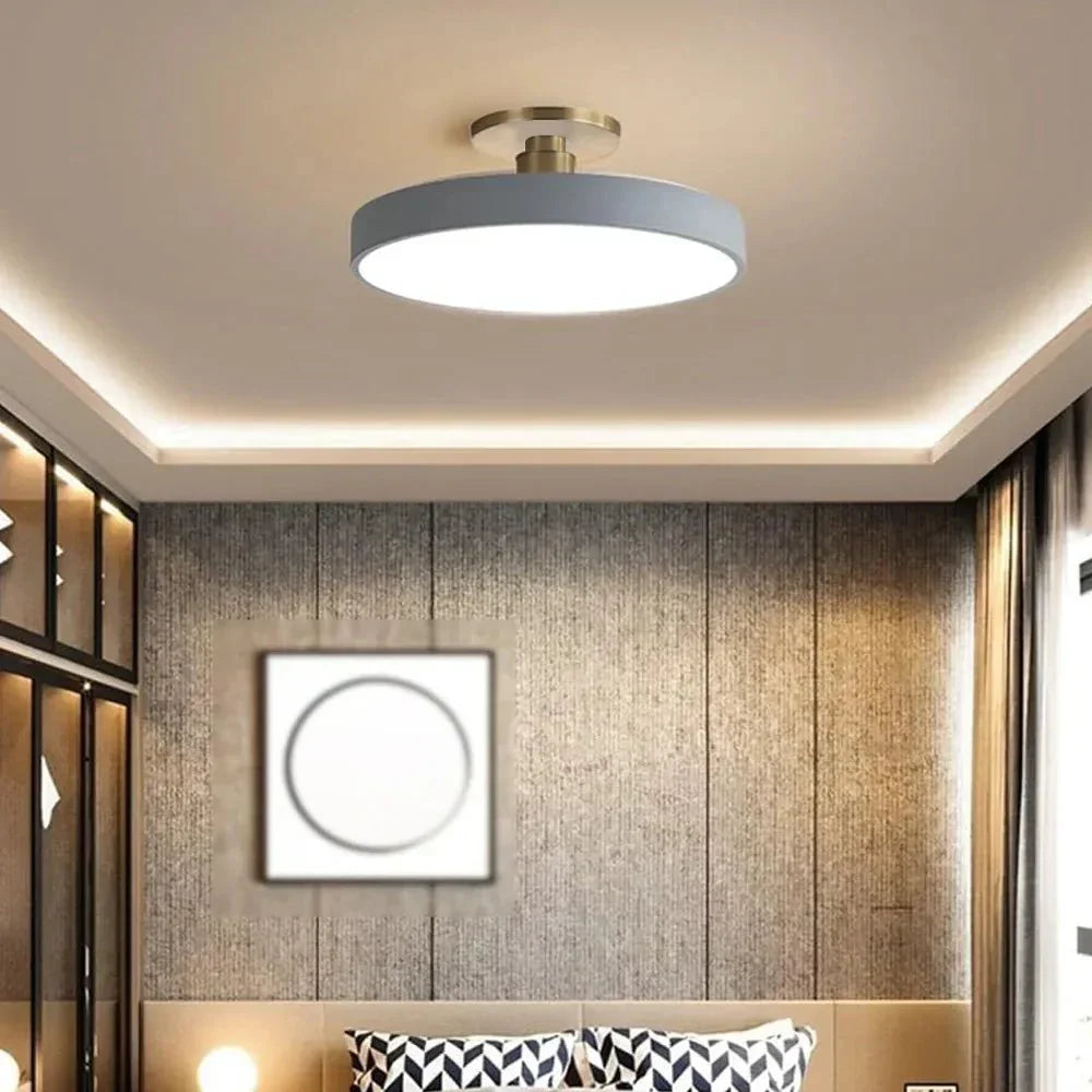 Round Ceiling Light Fixture, 12-Inch Semi-Flush Mount, Modern LED With Acrylic Shade