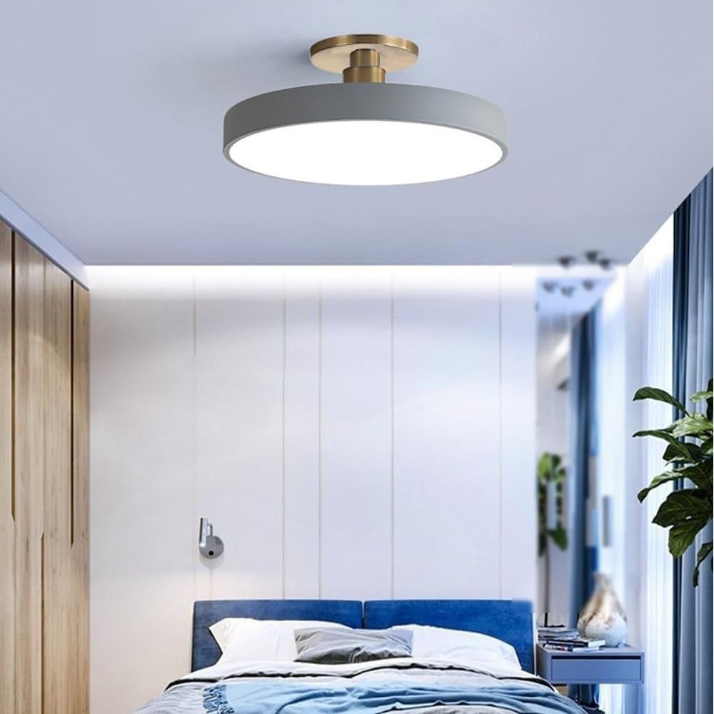 Round Ceiling Light Fixture, 12-Inch Semi-Flush Mount, Modern LED With Acrylic Shade