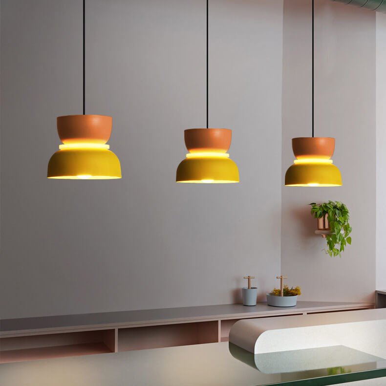 Suspension, silhouette en dôme avec finition zinc bicolore, 12 pouces