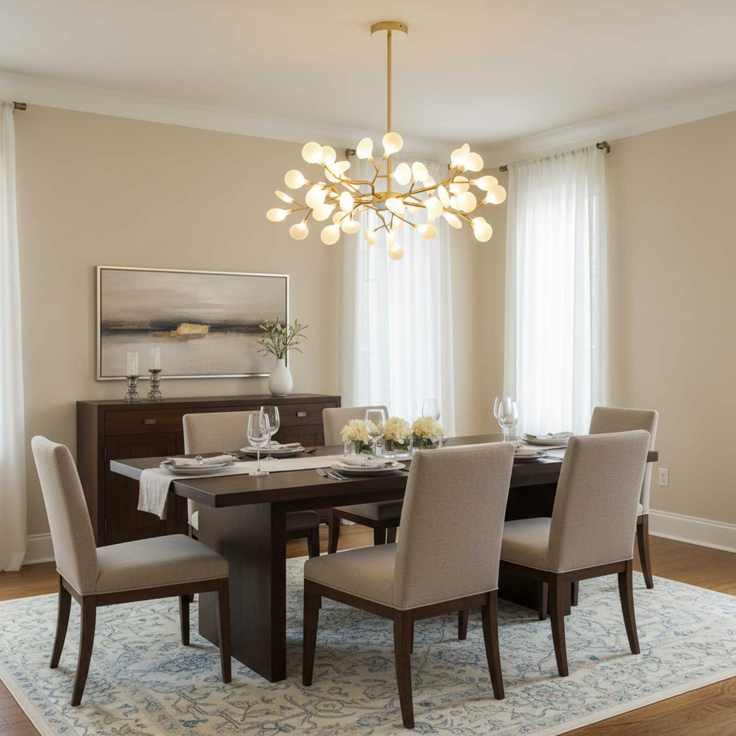 Firefly sputnik chandelier shown lighting an interior
