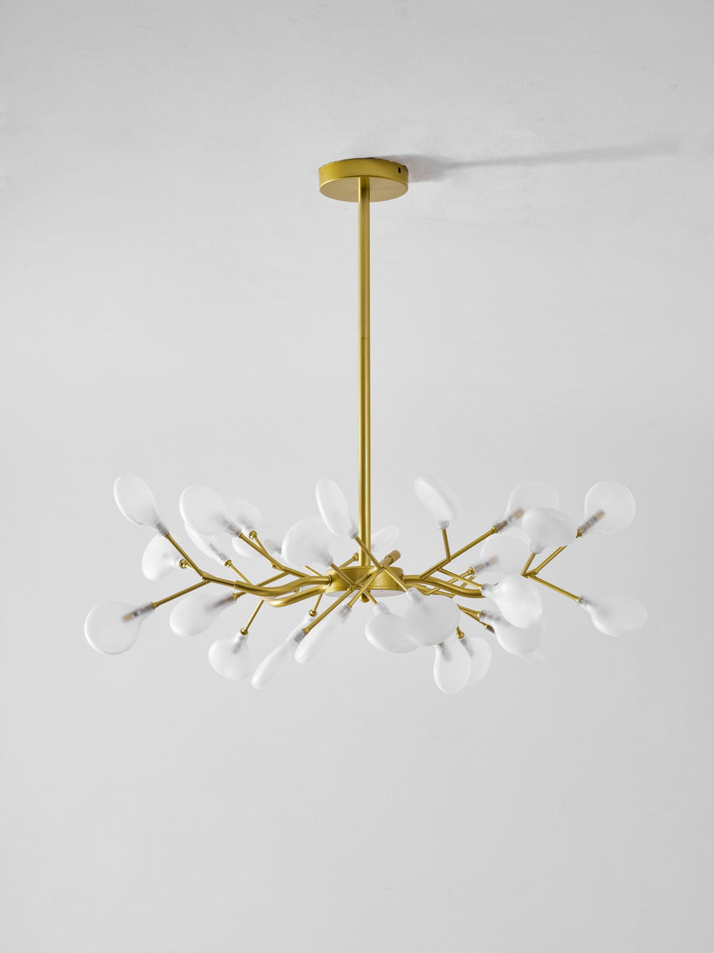 Chandelier, Firefly Sputnik, Translucent Glass Leaves, G4 LED, Dimmable