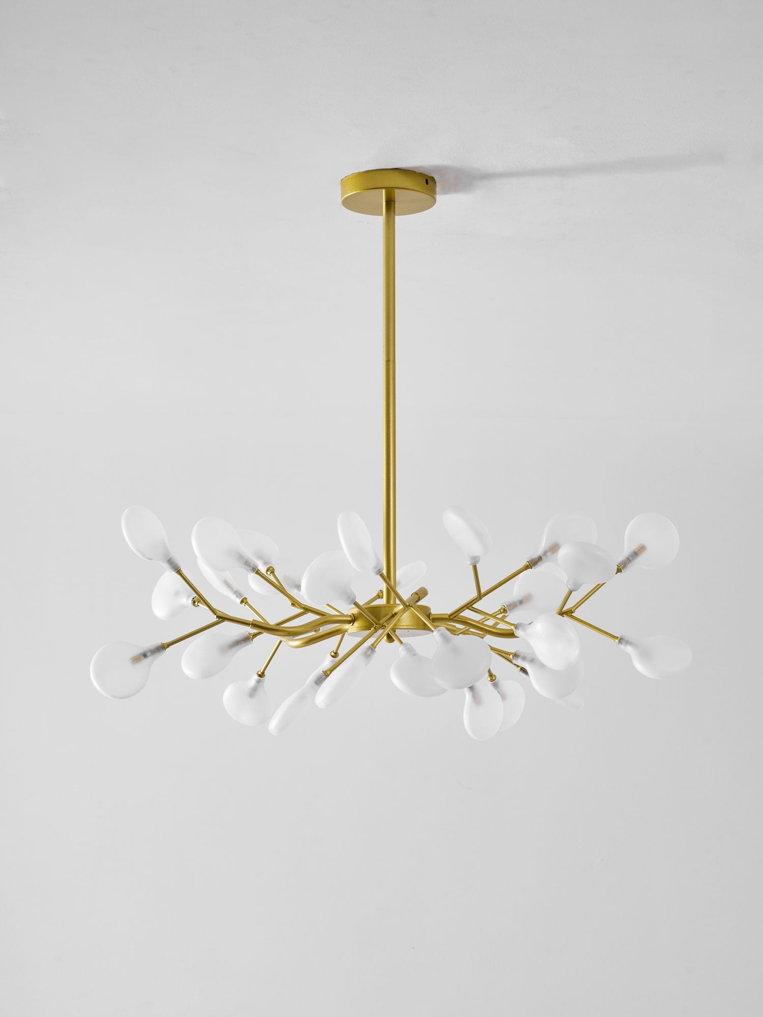 Chandelier, Firefly Sputnik, Translucent Glass Leaves, G4 LED, Dimmable