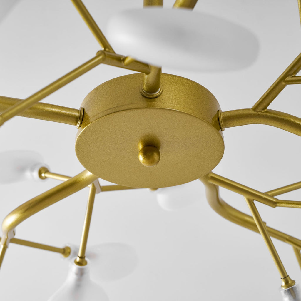 Chandelier, Firefly Sputnik, Translucent Glass Leaves, G4 LED, Dimmable