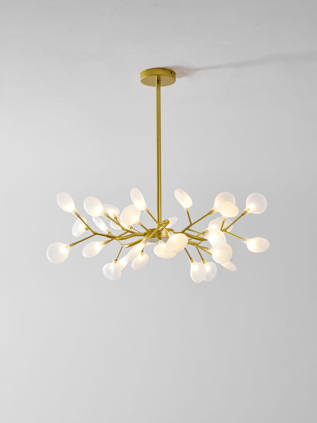 Chandelier, Firefly Sputnik, Translucent Glass Leaves, G4 LED, Dimmable