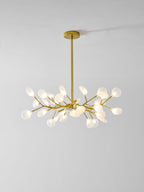 Chandelier, Firefly Sputnik, Translucent Glass Leaves, G4 LED, Dimmable
