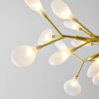 Chandelier, Firefly Sputnik, Translucent Glass Leaves, G4 LED, Dimmable