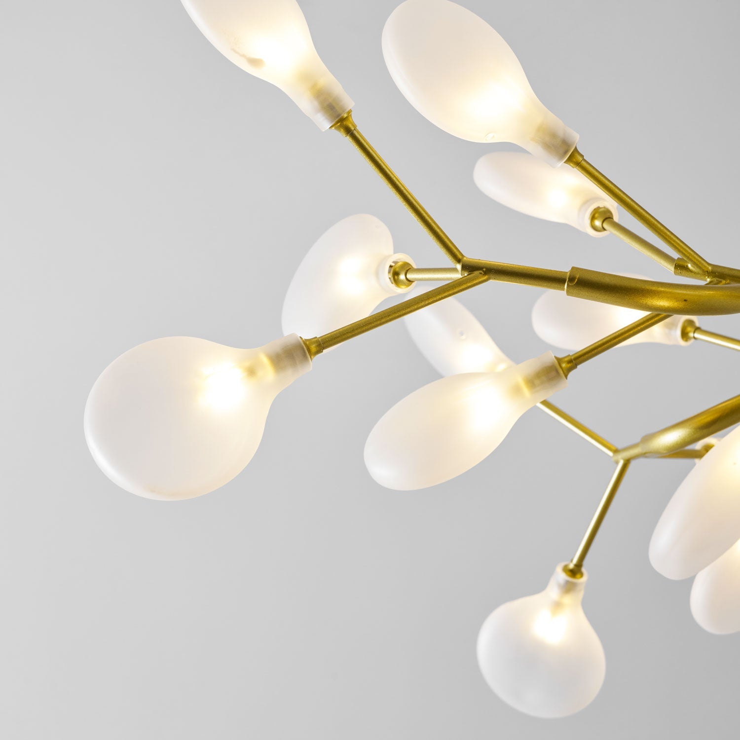 Chandelier, Firefly Sputnik, Translucent Glass Leaves, G4 LED, Dimmable