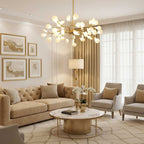 Firefly chandelier with radiating arms in a styled room