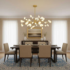 Chandelier, Firefly Sputnik, Translucent Glass Leaves, G4 LED, Dimmable