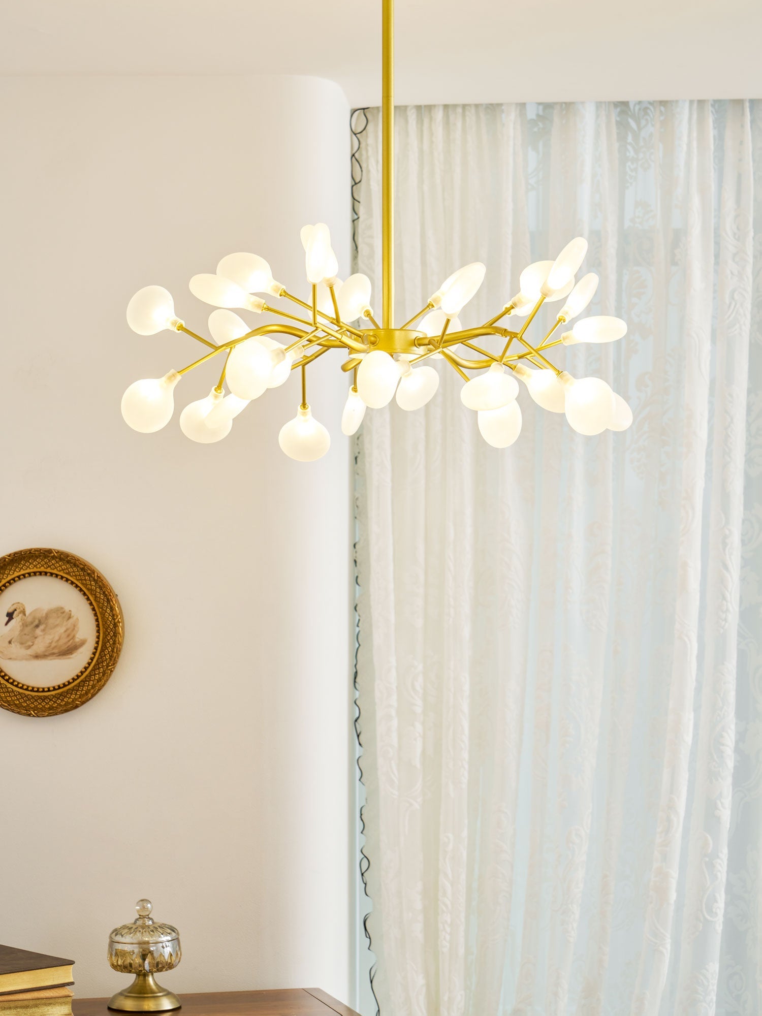 Firefly sputnik chandelier with soft warm leaf lighting