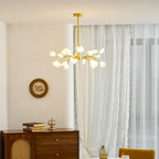 Chandelier, Firefly Sputnik, Translucent Glass Leaves, G4 LED, Dimmable