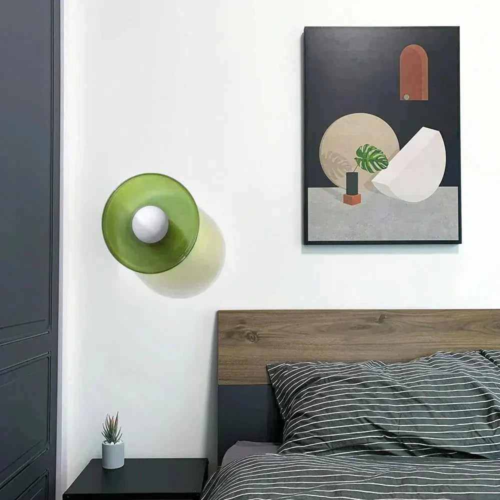 Glasplade væglampe med jernbase, nordisk LED-design til loft eller væg
