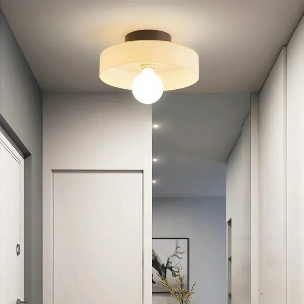 Glasplade væglampe med jernbase, nordisk LED-design til loft eller væg