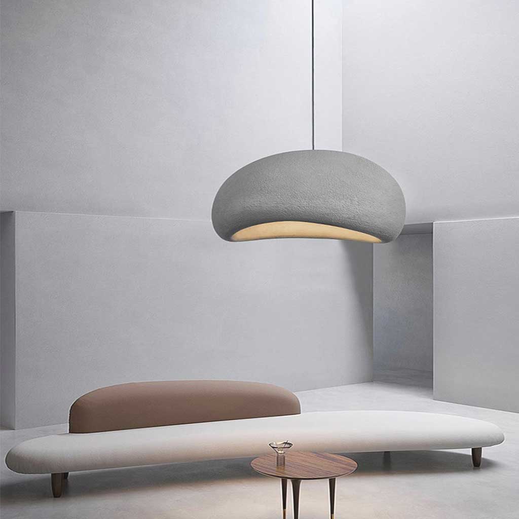 Luminária Pendente em Cúpula de Fibra de Vidro, Luminária LED Escultural para Salas de Jantar