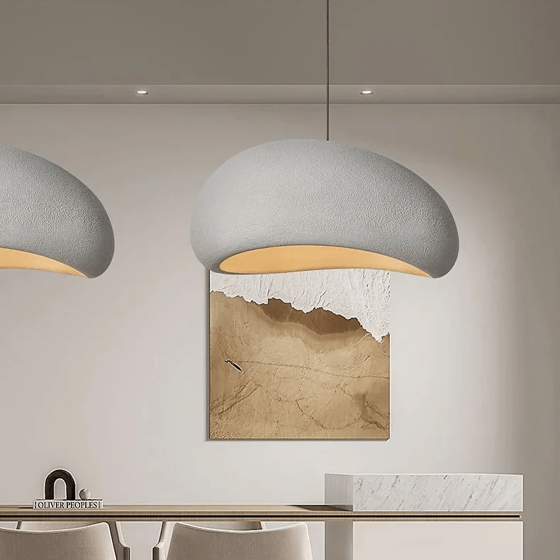 Luminária Pendente em Cúpula de Fibra de Vidro, Luminária LED Escultural para Salas de Jantar