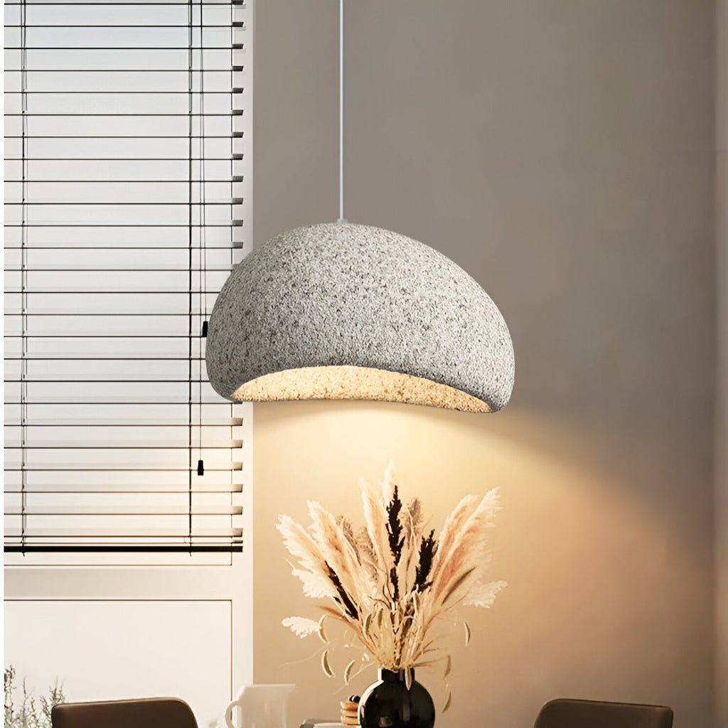 Luminária Pendente em Cúpula de Fibra de Vidro, Luminária LED Escultural para Salas de Jantar